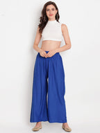 TAG 7 Women Blue Solid Palazzos