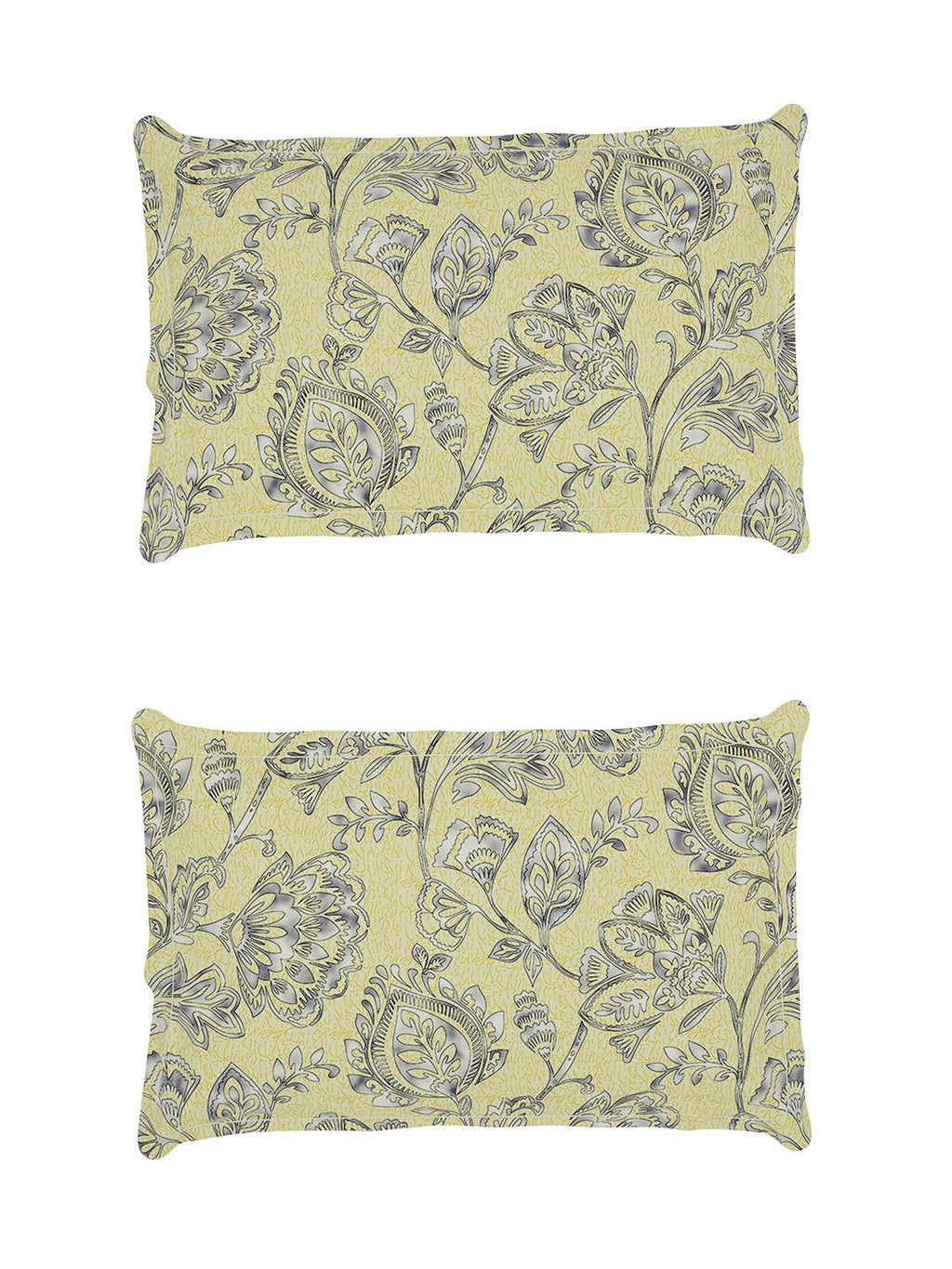 Story@home Arena Cream-Coloured & Grey Printed 180 TC Queen Bedsheet & 2 Pillow Covers