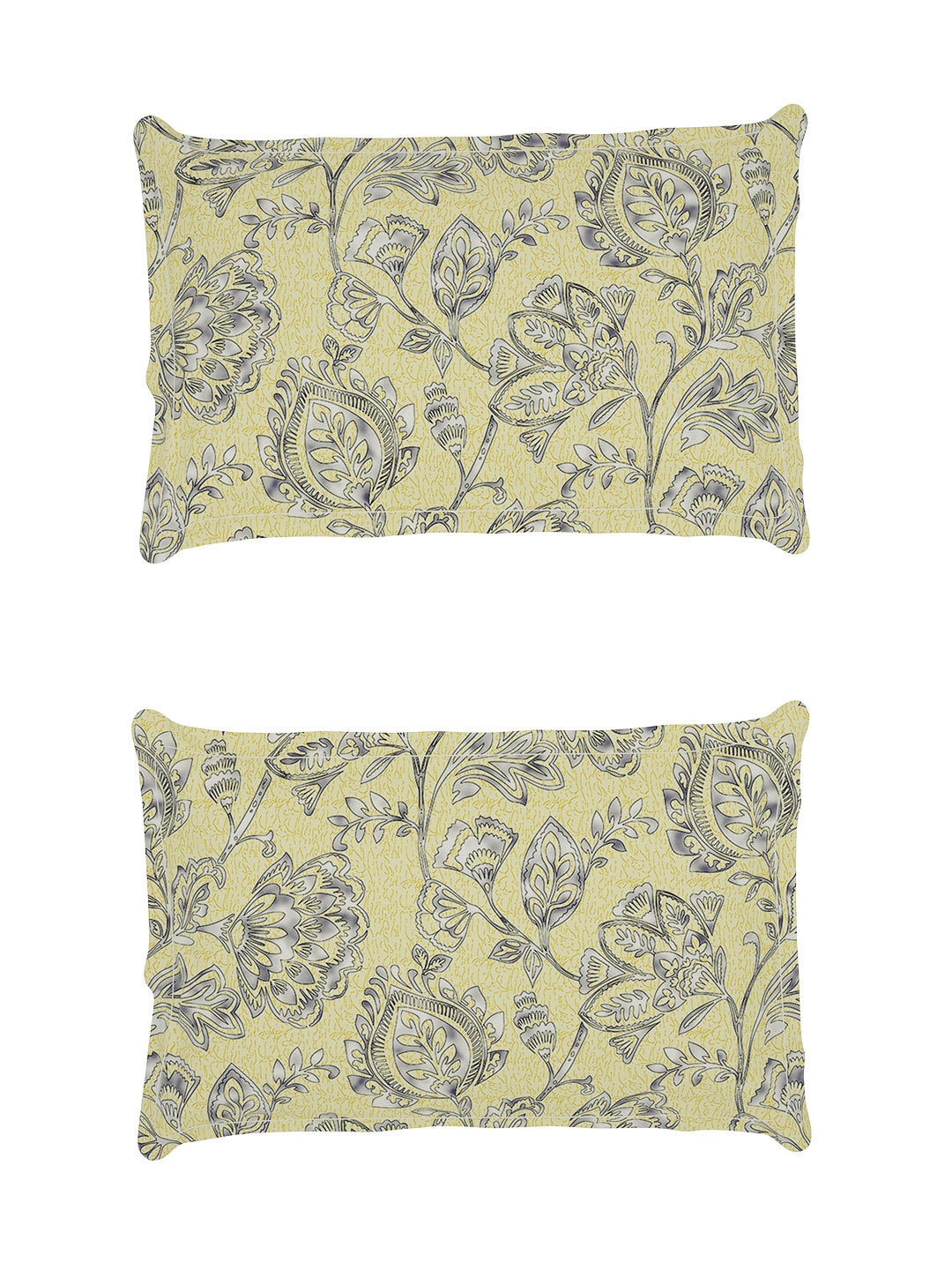 Story@home Arena Cream-Coloured & Grey Printed 180 TC Queen Bedsheet & 2 Pillow Covers