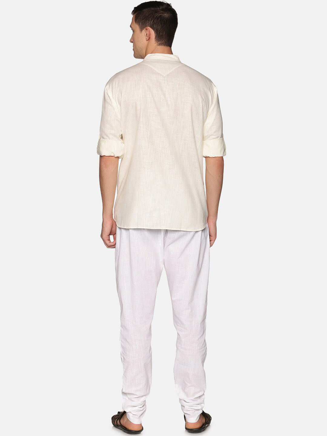 Sethukrishna Men Beige & White Pure Cotton Kurta with Pyjamas - Distacart