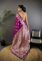 Joban Fashion Meenakari Magenta Woven Soft Silk Saree - Distacart