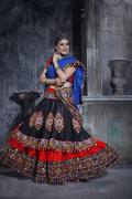 AI Fashion Black-Red Art Silk Designer Navratri Lehenga Choli Collection