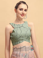 Sangria Abstract Printed Embellished Pure Linen Saree - Distacart