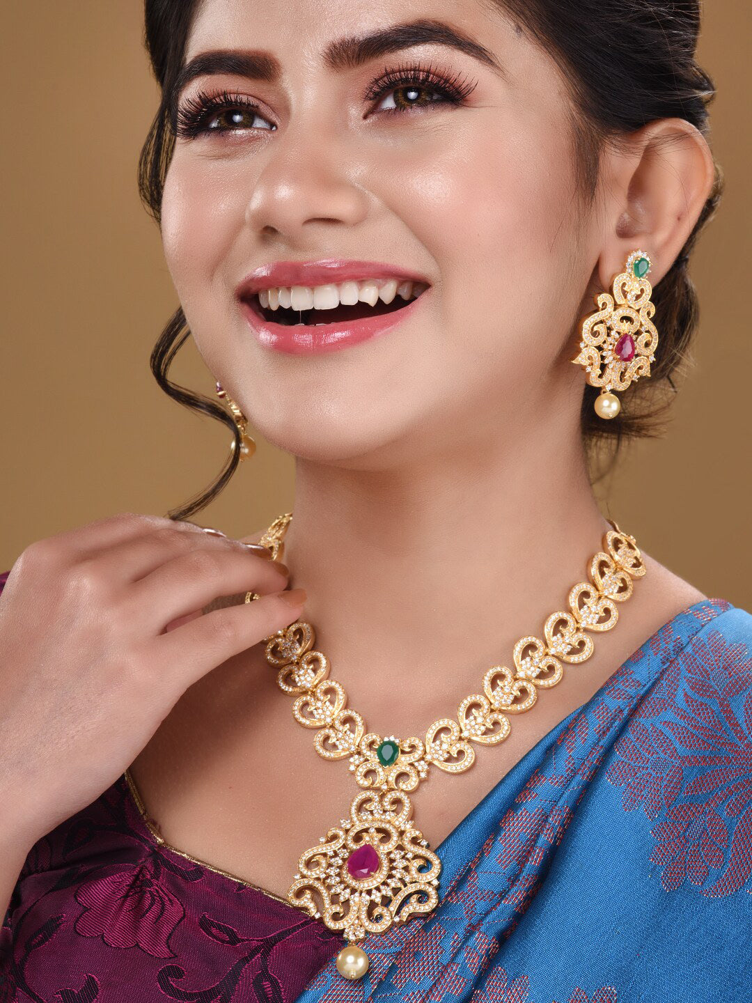 Saraf RS Jewellery Gold-Plated Multi-Colored Jewellery Set - Distacart