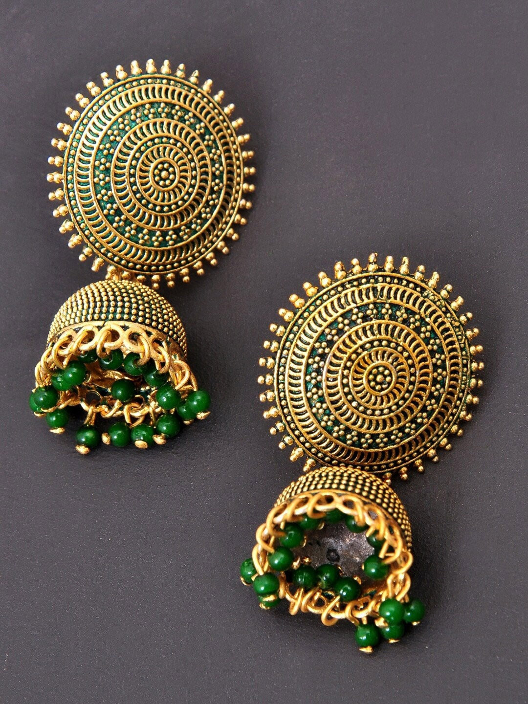 Gold-Plated Alloy Designer Brass Jhumki Earrings - The Pari - Distacart