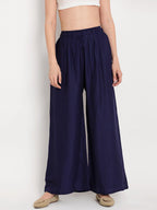 TAG 7 Women Navy Blue & Maroon Set of 2 Flared Ethnic Palazzos