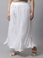 TAG 7 Women White Plus Size Flared Ethnic Palazzos