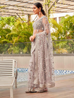 Tikhi Imli Embroidered Net Heavy Work Saree - Distacart