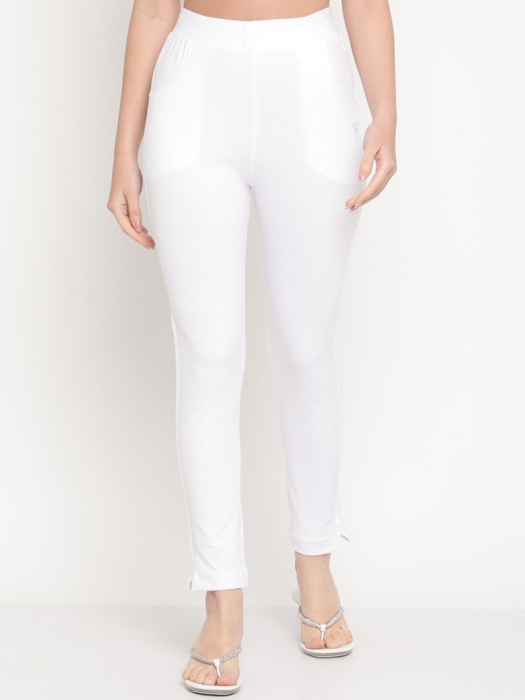 TAG 7 Women Set of 2 Red & White Ankle Length Leggings