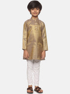 Sethukrishna Boys Gold-Toned Embroidered & Embellished Kurta With Pyjamas