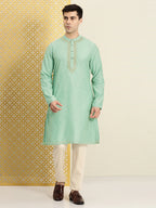 House of Pataudi Floral Printed Sequined Yoke Design Jashn Kurta