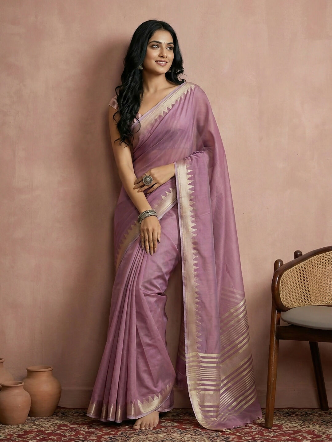 Shree Shyam Fashion Purple Cotton Saree - Distacart