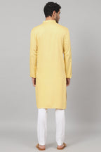 Abstract Embroidered Cotton Kurta by Hilo Design