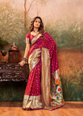 Anaita Maroon Designer Zari Weaving Pure Paithani Silk Saree With Blouse - Distacart