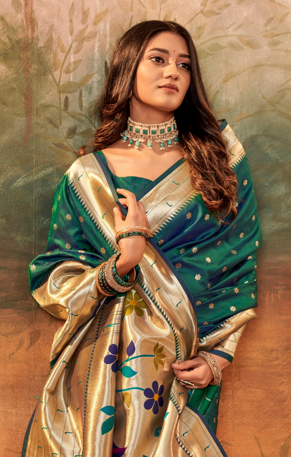 Anaita Green Designer Zari Weaving Pure Paithani Silk Saree With Blouse - Distacart