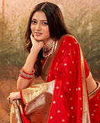 Anaita Red Designer Zari Weaving Pure Paithani Silk Saree With Blouse - Distacart