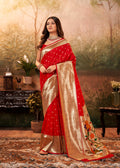 Anaita Red Designer Zari Weaving Pure Paithani Silk Saree With Blouse - Distacart