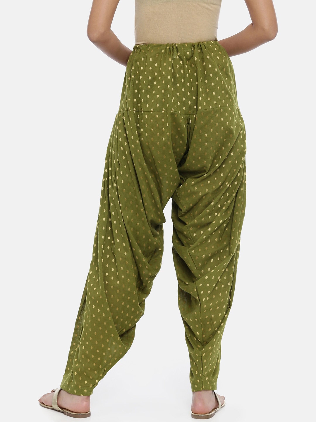 Souchii Olive Green Woven Design Patiala - Distacart