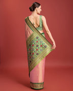 Monjolika Fashion Exquisite Designs With This Regal Rose Pink Patola Pallu Banarasi Tissue Silk Saree - Distacart