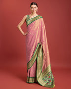 Monjolika Fashion Exquisite Designs With This Regal Rose Pink Patola Pallu Banarasi Tissue Silk Saree - Distacart