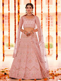 Myra Peach Organza Embroidered Designer Lehenga