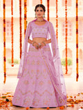 Myra Pink Organza Embroidered Designer Lehenga