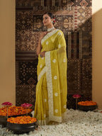 kasee Floral Chikankari Silk Blend Saree - Distacart