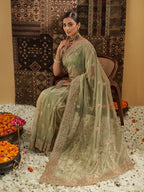 kasee Floral Zardozi Supernet Designer Saree