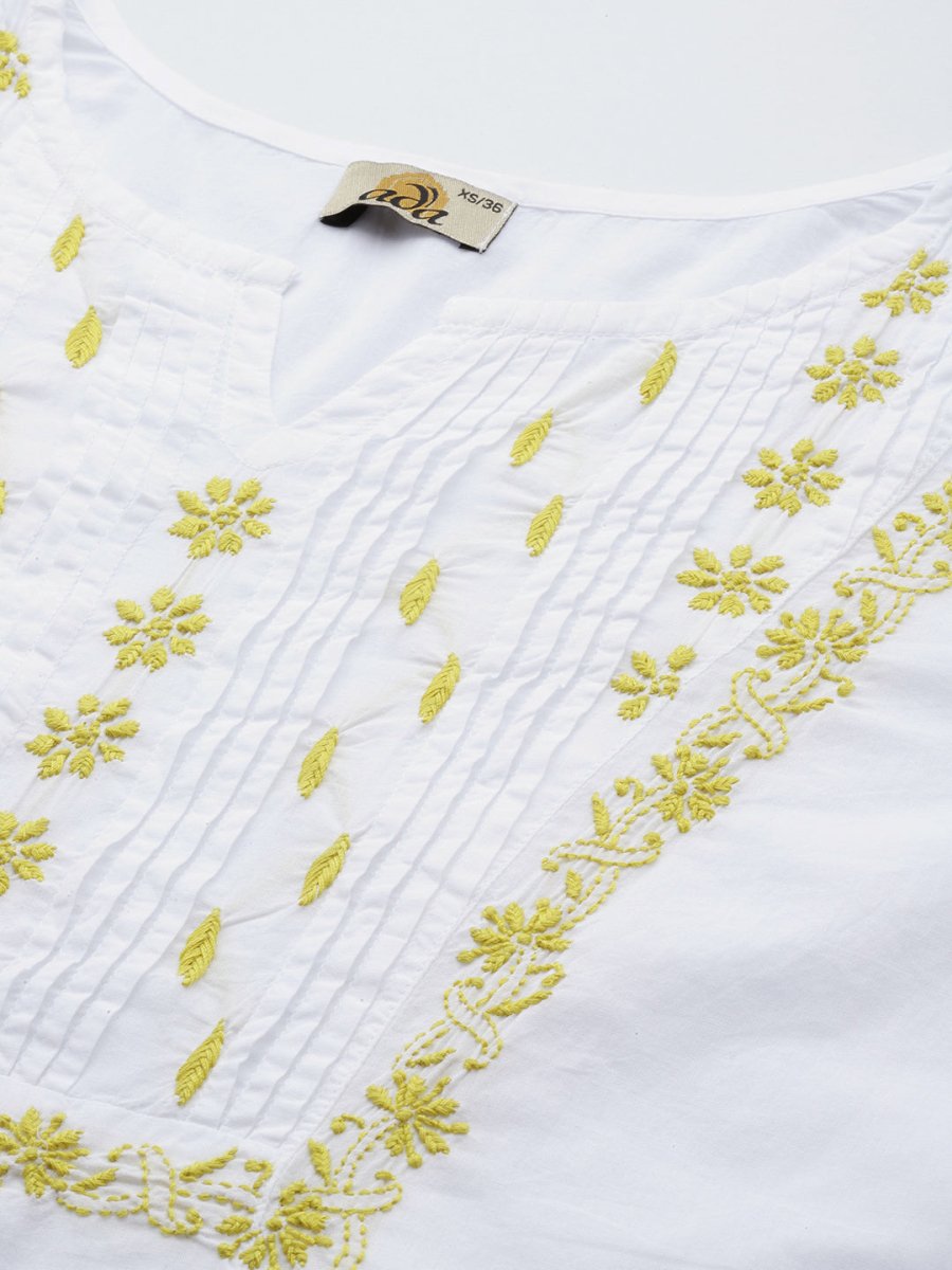 ADA Floral Embroidered Chikankari Kurta