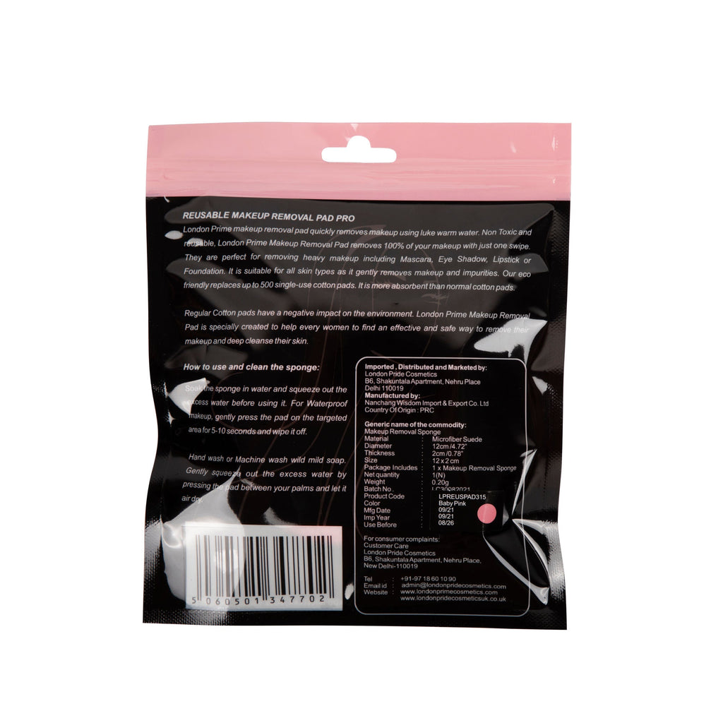 London Prime Reusable Makeup Remover Pad Pro-Baby Pink ( Formerly London Pride Cosmetics )