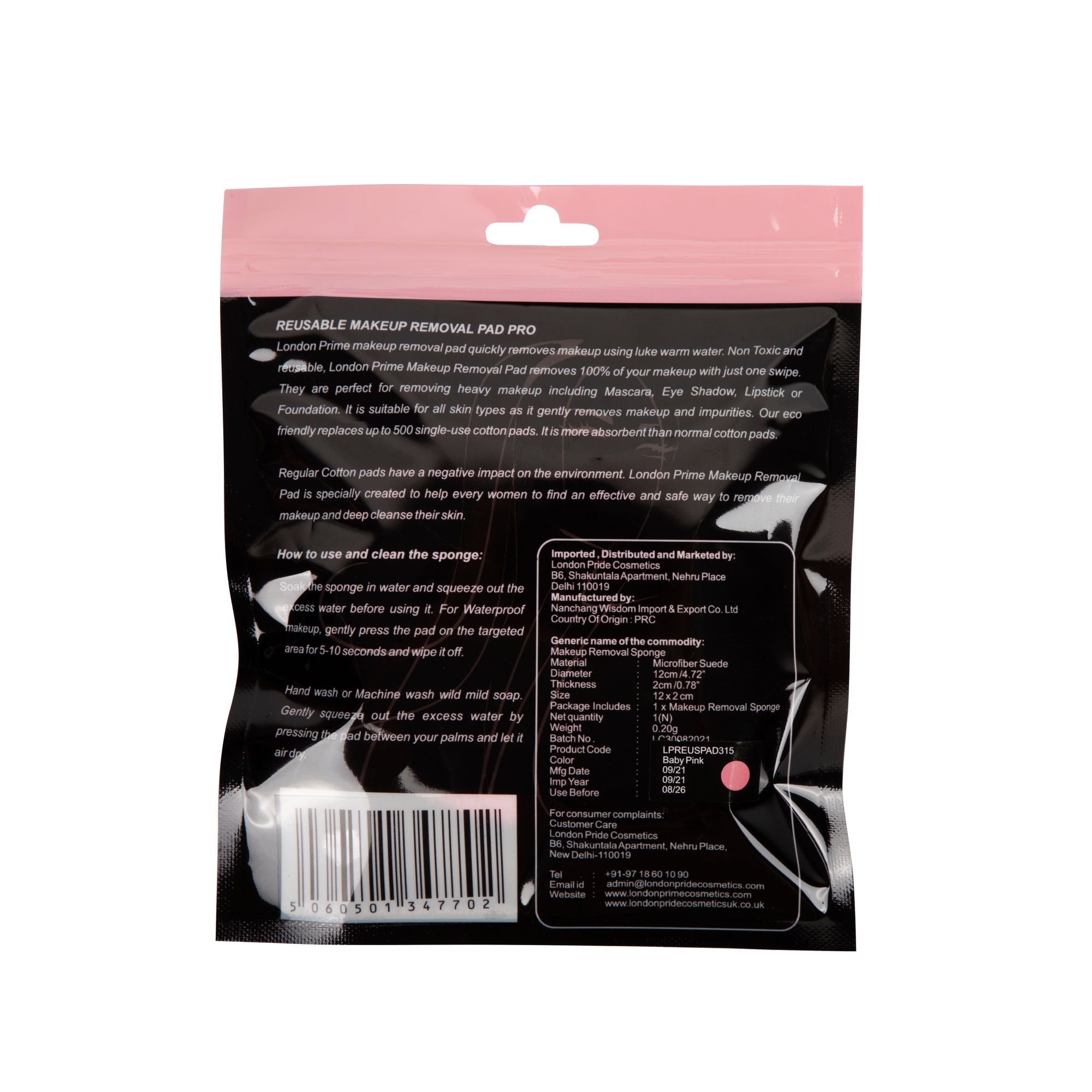 London Prime Reusable Makeup Remover Pad Pro-Baby Pink ( Formerly London Pride Cosmetics )