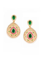 Saraf RS Jewellery Women Gold-Plated Multi Coloured AD Studded Pearl Mala & Earrings Set - Distacart