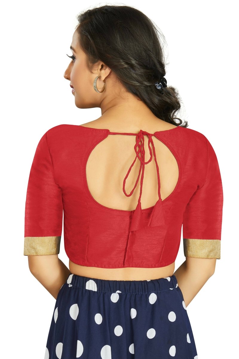 Aastha Fashion Women's Red Art Silk Designer Traditional Readymade Blouse