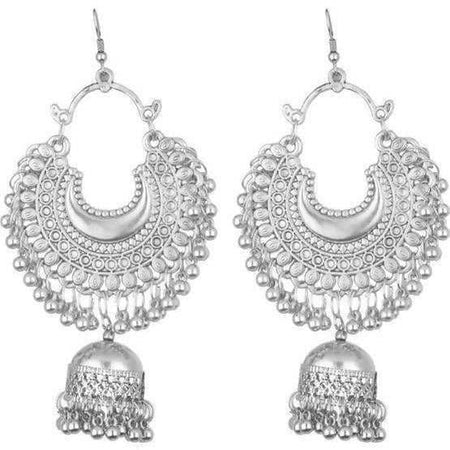 MS Fashion India Stylish And Trendy Silver Oxidized Hanging Jhumka Earrings