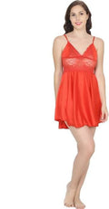 Ruhani HLSC Poly Satin Red Short Nighty Fits Bust (Ruhani-NT-05-FS)