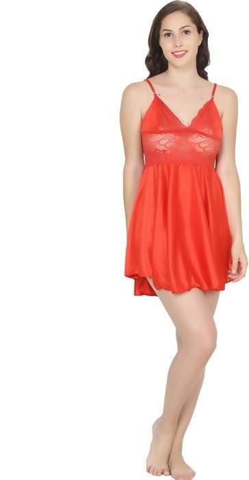 Ruhani HLSC Poly Satin Red Short Nighty Fits Bust (Ruhani-NT-05-FS)