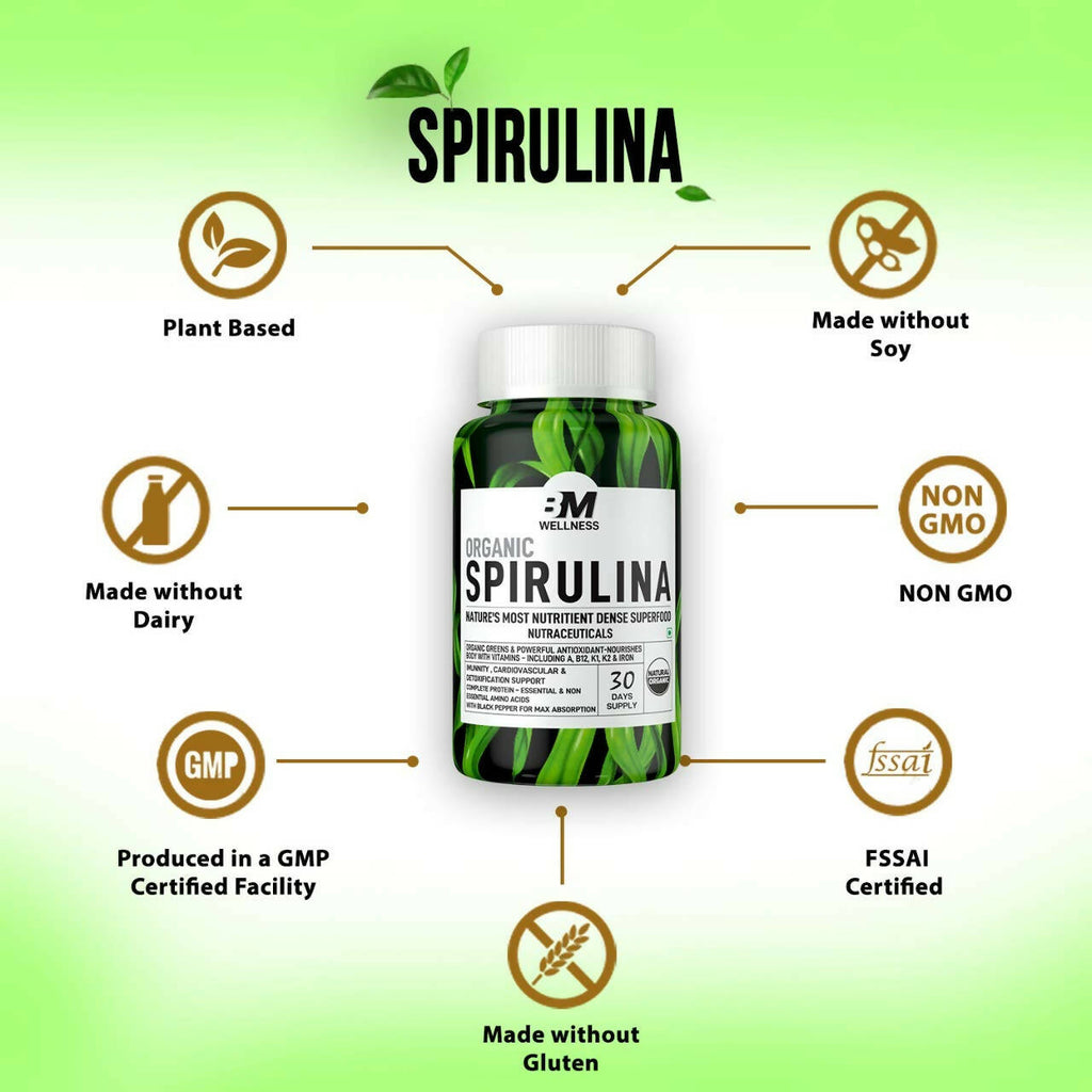 BM Wellness Organic Spirulina Tablets - Distacart