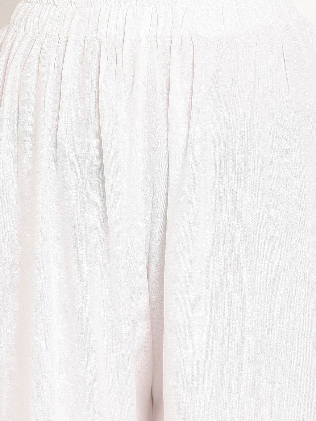 TAG 7 Women White Solid Flared Palazzos