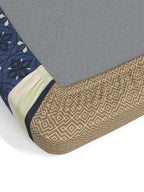 Home Ecstasy Blue & Beige Ethnic Motifs 140 TC King Bedsheet with 2 Pillow Covers - Distacart