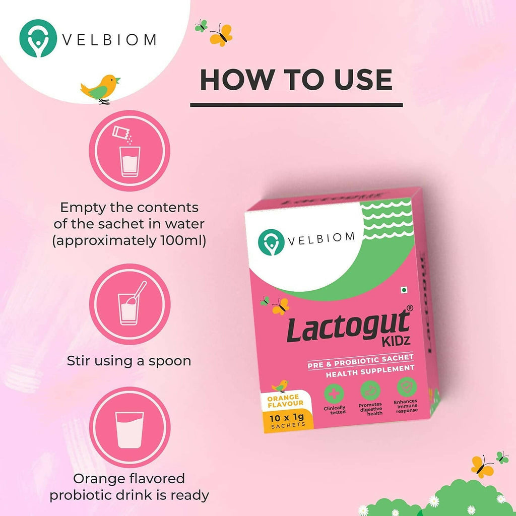 Velbiom Lactogut Kidz Probiotics Powder For Kids - Distacart