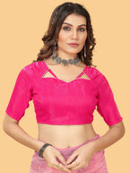 Sangria Pink & White Floral Embroidered Zari Organza Bagh Sarees - Distacart