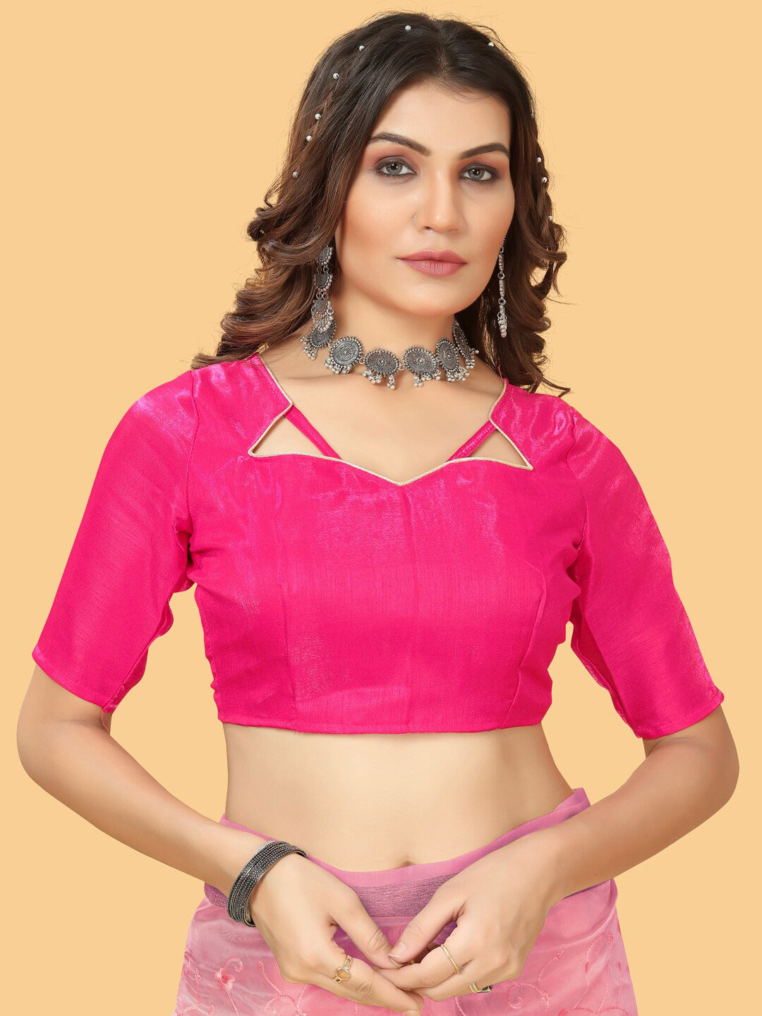 Sangria Pink & White Floral Embroidered Zari Organza Bagh Sarees - Distacart