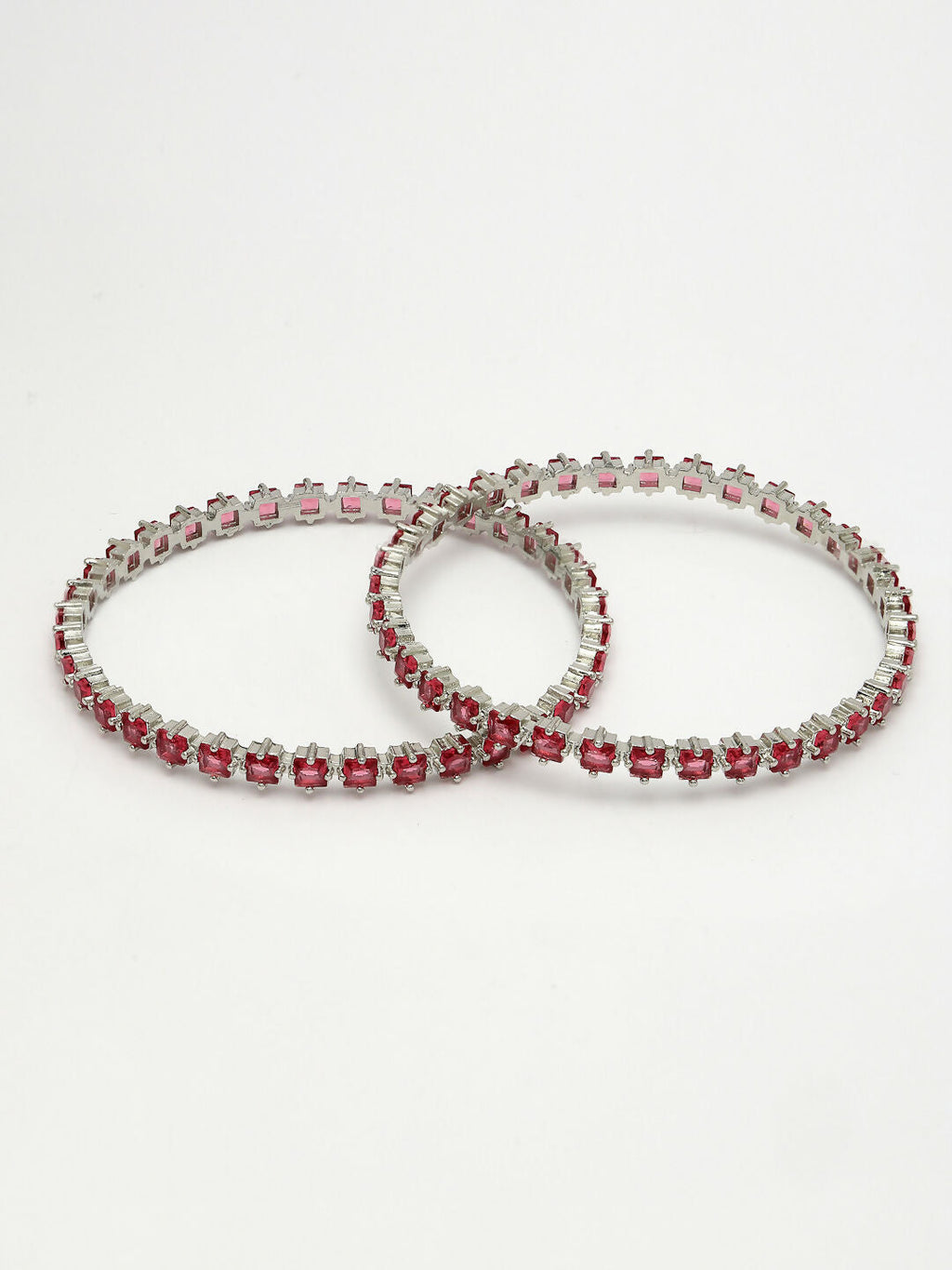 NVR Women's Set of 2 Pink CZ Stone-Studded Handcrafted Bangles - Distacart