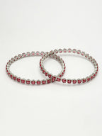 NVR Women's Set of 2 Pink CZ Stone-Studded Handcrafted Bangles - Distacart