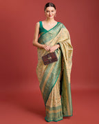 Monjolika Fashion Glamour And Tradition With This Beige Color Zari Woven Banarasi Tissue Silk Saree - Distacart