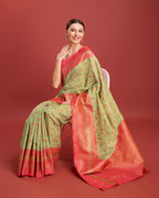 Monjolika Fashion Glamour And Tradition With This Pastel Green Color Zari Woven Banarasi Tissue Silk Saree - Distacart