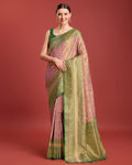 Monjolika Fashion Glamour And Tradition With This Rose Pink Color Zari Woven Banarasi Tissue Silk Saree