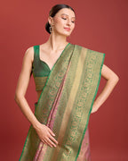 Monjolika Fashion Glamour And Tradition With This Rose Pink Color Zari Woven Banarasi Tissue Silk Saree