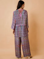 HOUSE OF KARI Floral Embroidered Regular Chikankari Straight Kurta with Palazzos