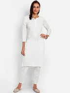 ADA Floral Embroidered Chikankari Kurta